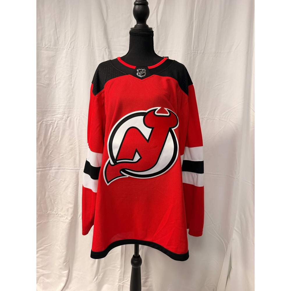 Adidas New Jersey Devils NHL Authentic Home Jersey Red Primegreen 52 GT5636 NEW